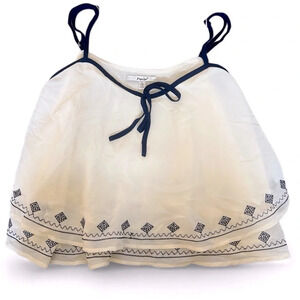 Papaya spaghetti strap flowy crop top with bow and embroidery, 3 layers size L